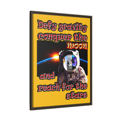 defy conquer reach - framed canvas art (yellow)