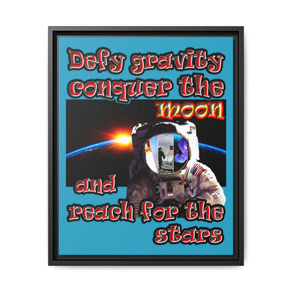 defy conquer reach - framed canvas art (turquoise)