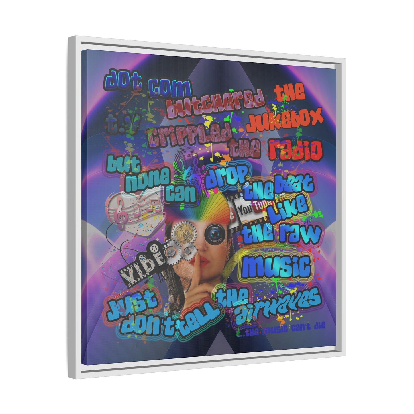 drop the beat - framed canvas art (grey-pink wave)