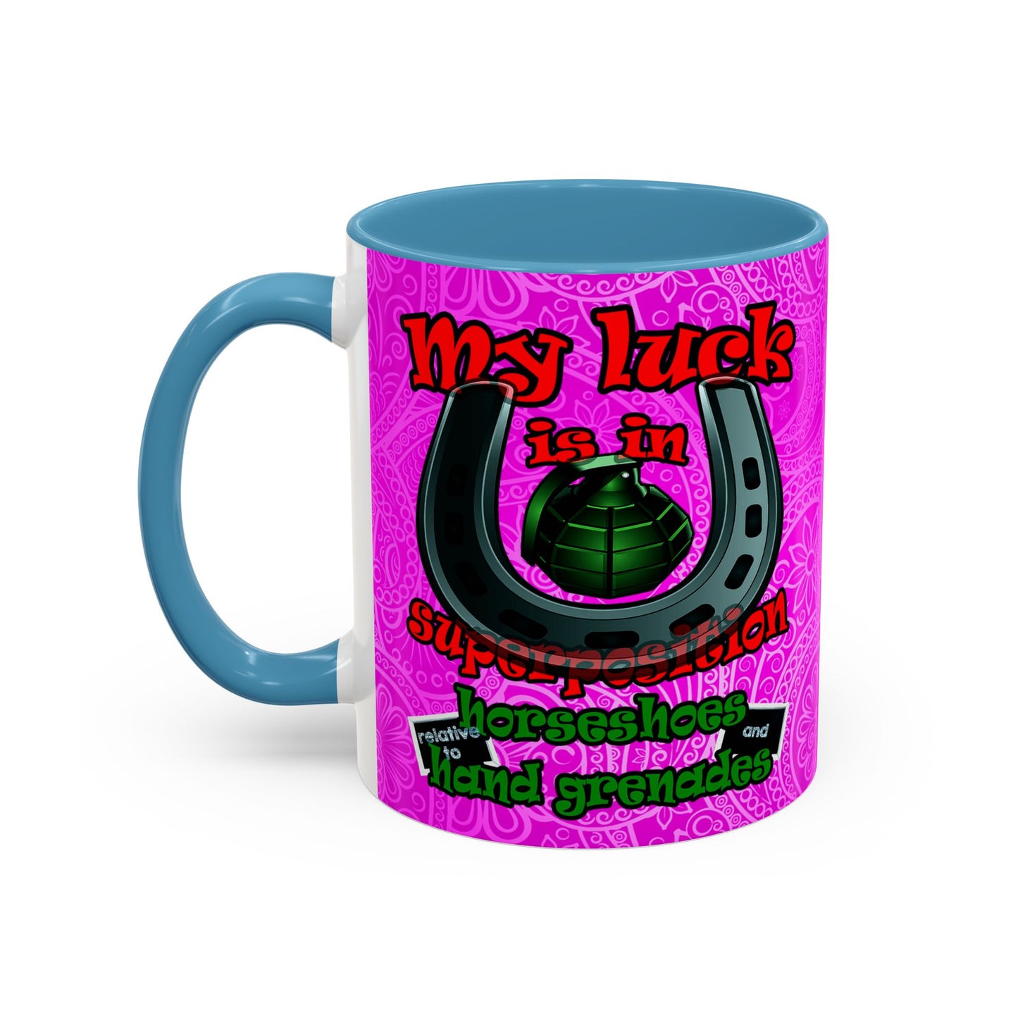 my luck - Accent Mug (pink swirl)