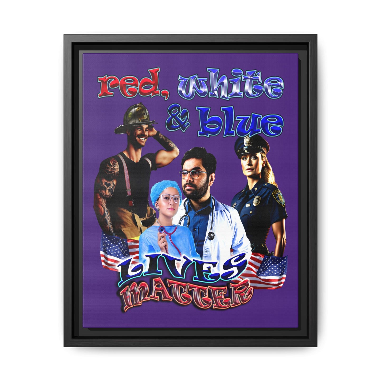rw&b lives matter - framed canvas art (purple)