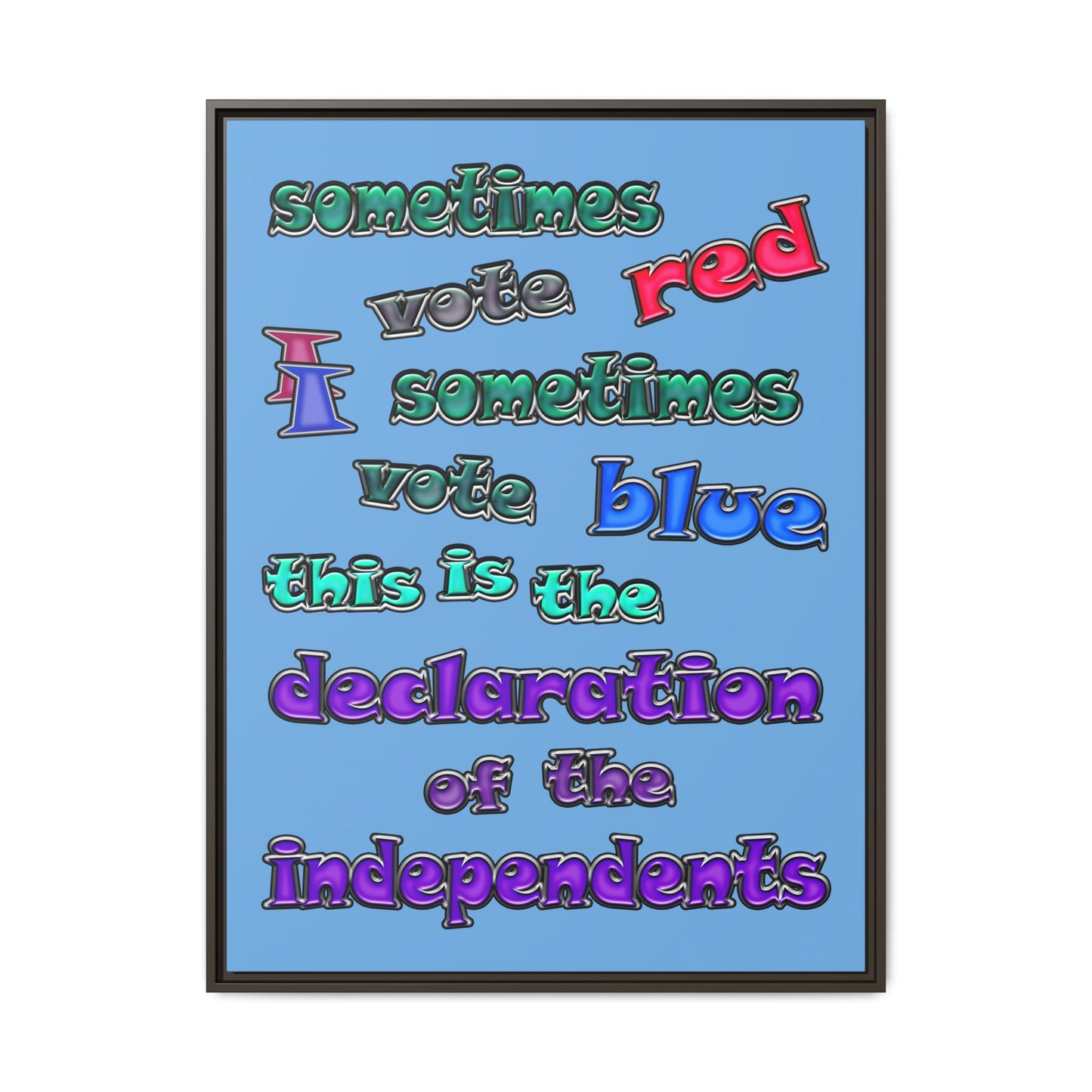 declaration of the independents - framed canvas art (light blue)