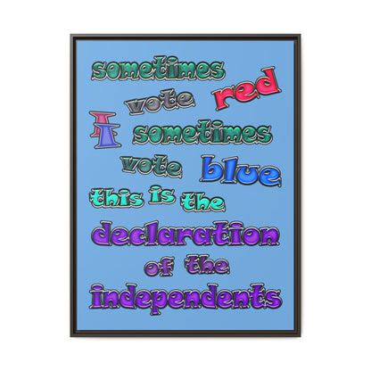 declaration of the independents - framed canvas art (light blue)