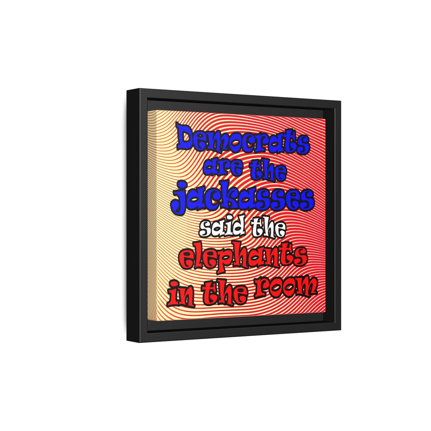 donkeys and elephants - framed canvas art (yellow-orange wave)