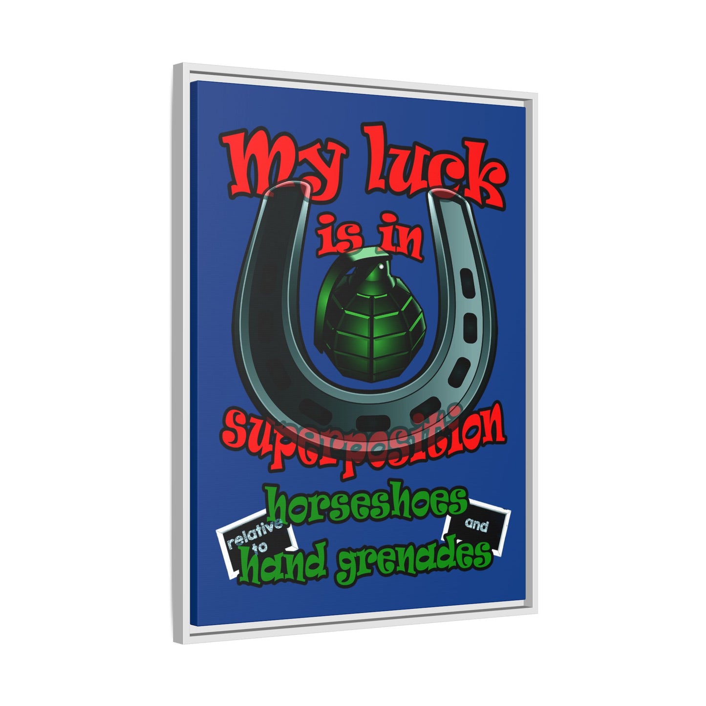 my luck - framed canvas art (dark blue)