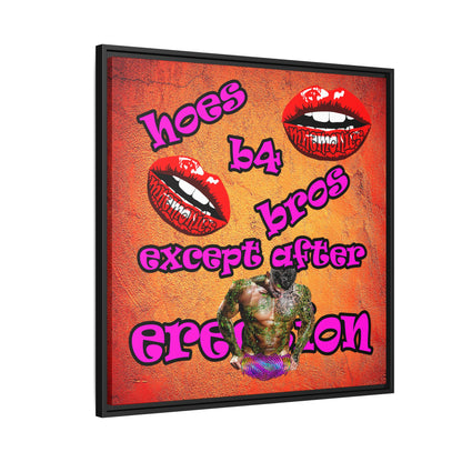 hoes b4 bros - framed canvas art (burnt orange)