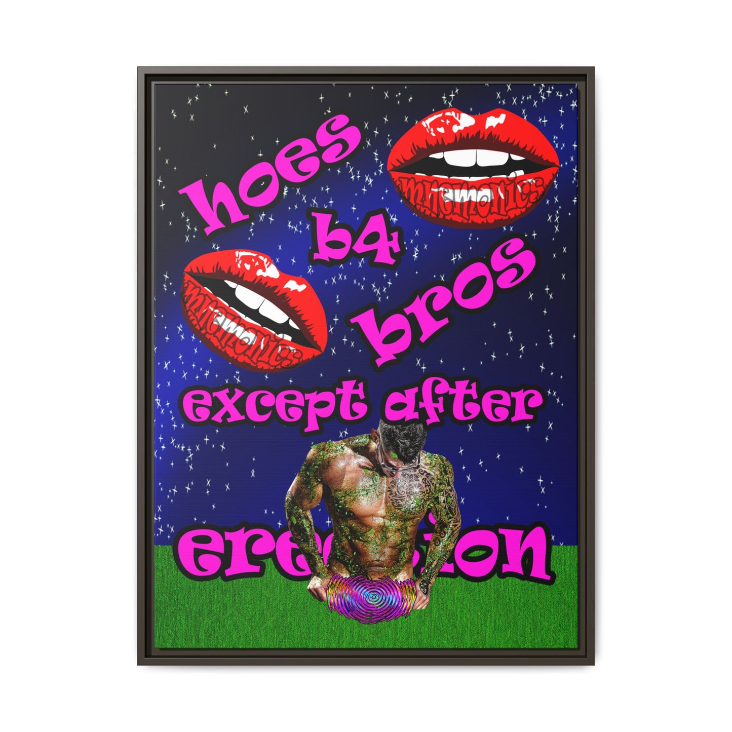 hoes b4 bros - framed canvas art ('snoops' background)