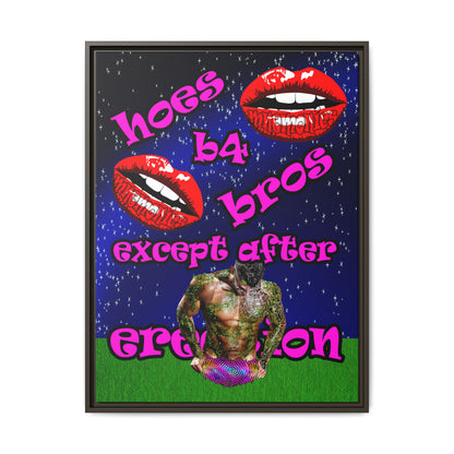 hoes b4 bros - framed canvas art ('snoops' background)