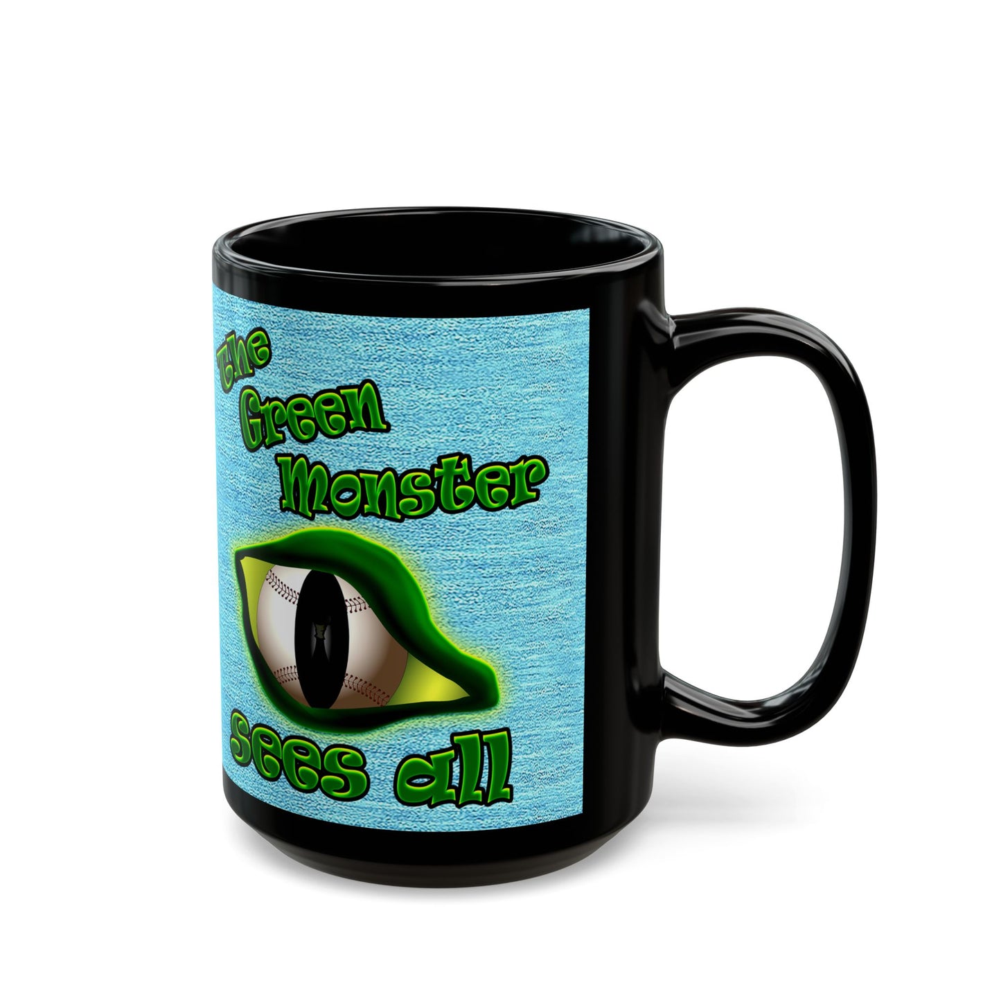 green monster - Black Mug (faded blue)