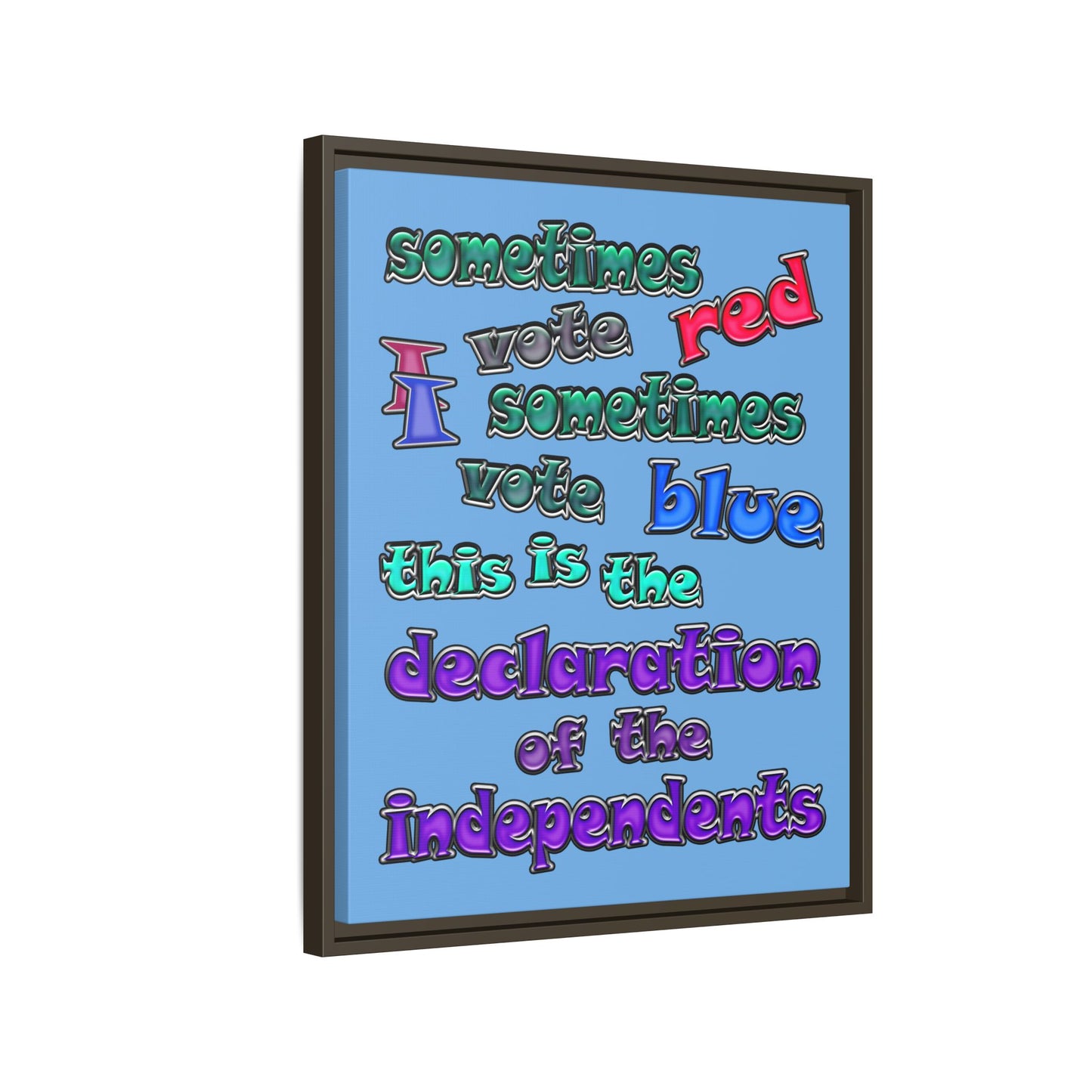 declaration of the independents - framed canvas art (light blue)