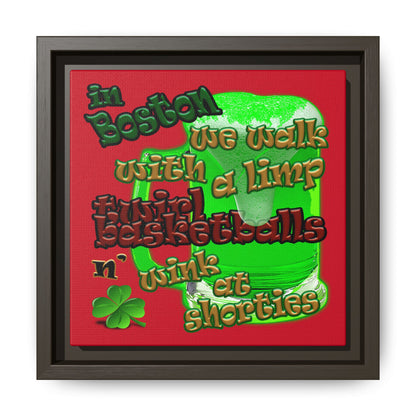 celtics logo - framed canvas art (dark red)