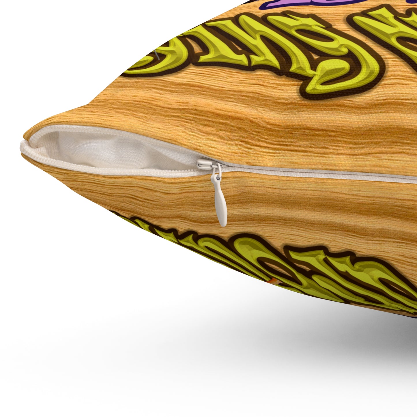 the bum's shit - Spun Polyester Square Pillow - (butterscotch wood finish)