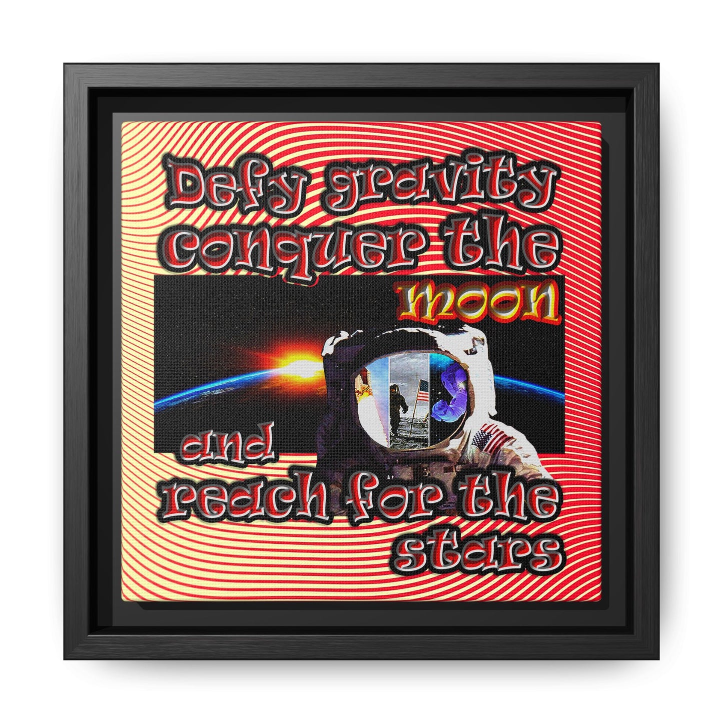 defy conquer reach - framed canvas art (yellow-orange wave)