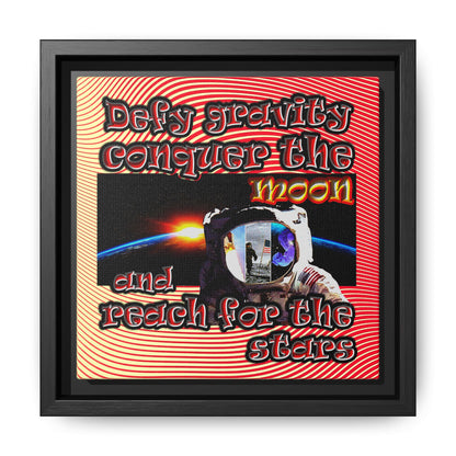 defy conquer reach - framed canvas art (yellow-orange wave)