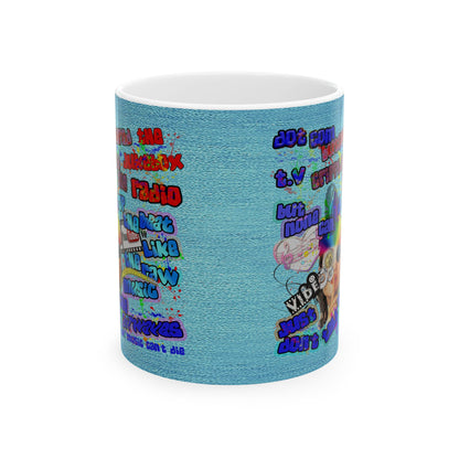 drop the beat - White Mug (faded blue)