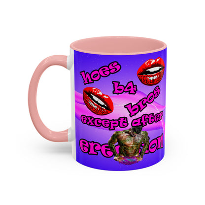 hoes b4 bros - Accent Mug (purple-pink wave)