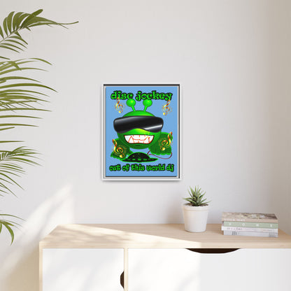 disc jockey - framed canvas art (light blue)