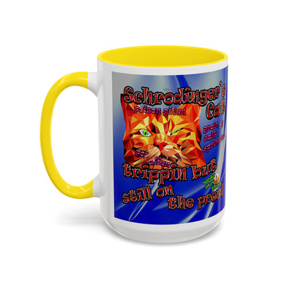 schrodinger's cat - Accent Mug (blue-white wave)