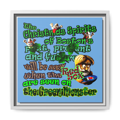 christmas spirits of boston - framed canvas art (light blue)