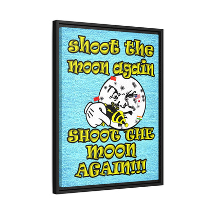 shoot the moon again - framed canvas art (faded blue)