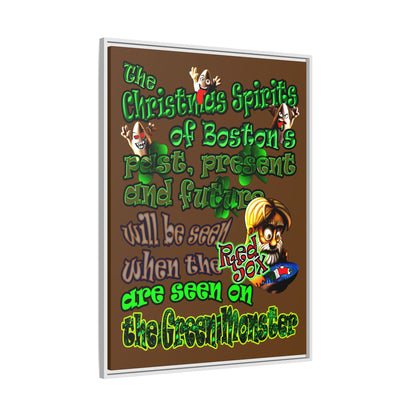 christmas spirits of boston - framed canvas art (brown)