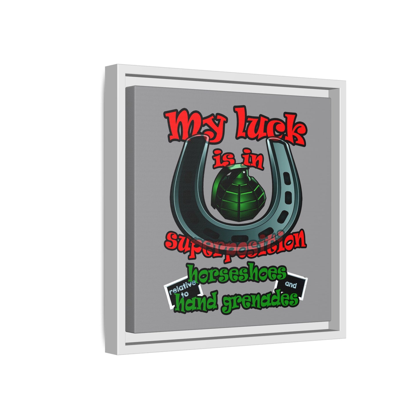 my luck - framed canvas art (grey)
