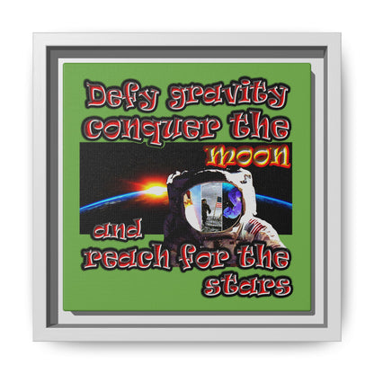 defy conquer reach - framed canvas art (green)