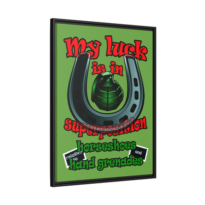 my luck - framed canvas art (green)