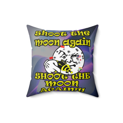 shoot the moon again - Spun Polyester Square Pillow - (grey-pink wave)