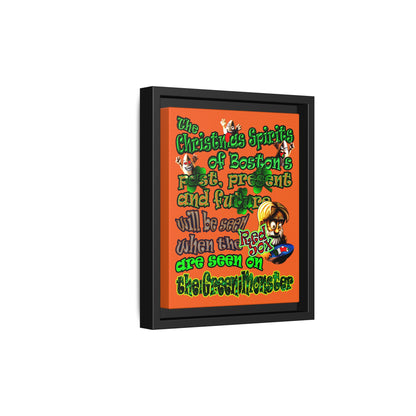 christmas spirits of boston - framed canvas art (orange)