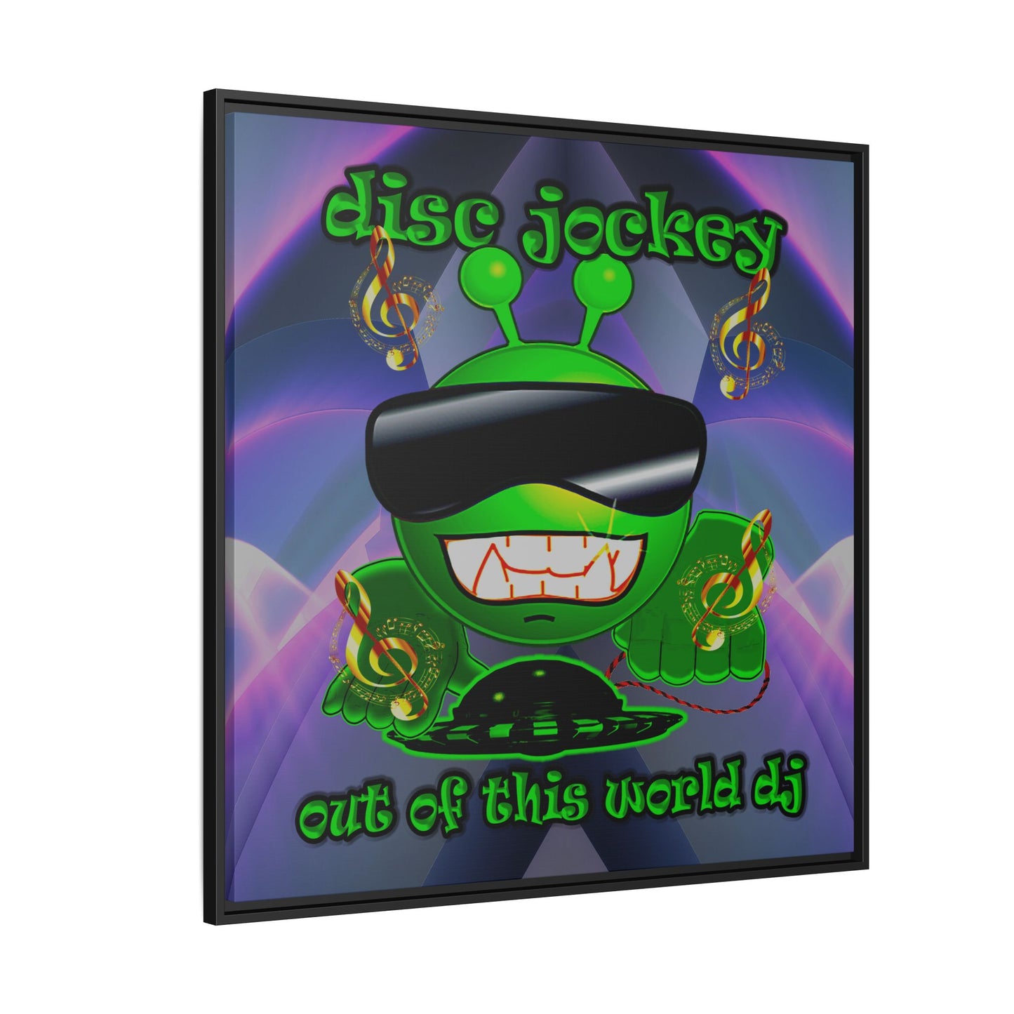 disc jockey - framed canvas art (grey-pink wave)