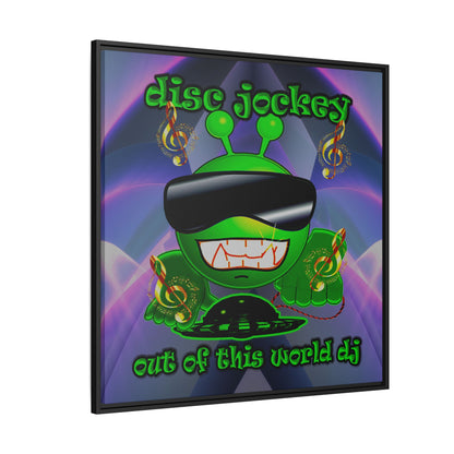 disc jockey - framed canvas art (grey-pink wave)