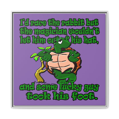 turtle race - framed canvas art (light purple)