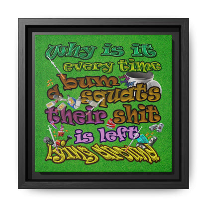the bum's shit - framed canvas art (green turf)