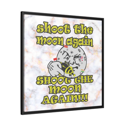 shoot the moon again - framed canvas art (white marble)