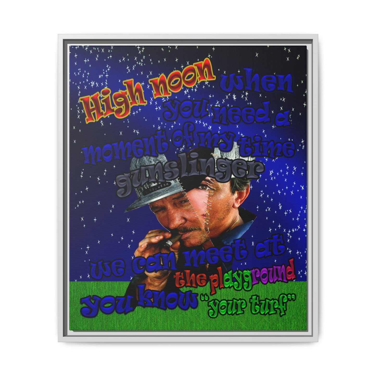 high noon - framed canvas art ('snoops' background)