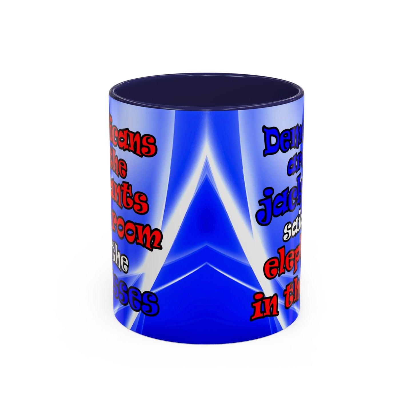 donkeys and elephants - Accent Mug (blue-white wave)