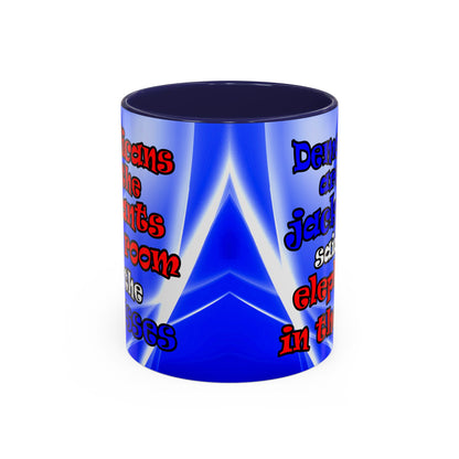 donkeys and elephants - Accent Mug (blue-white wave)