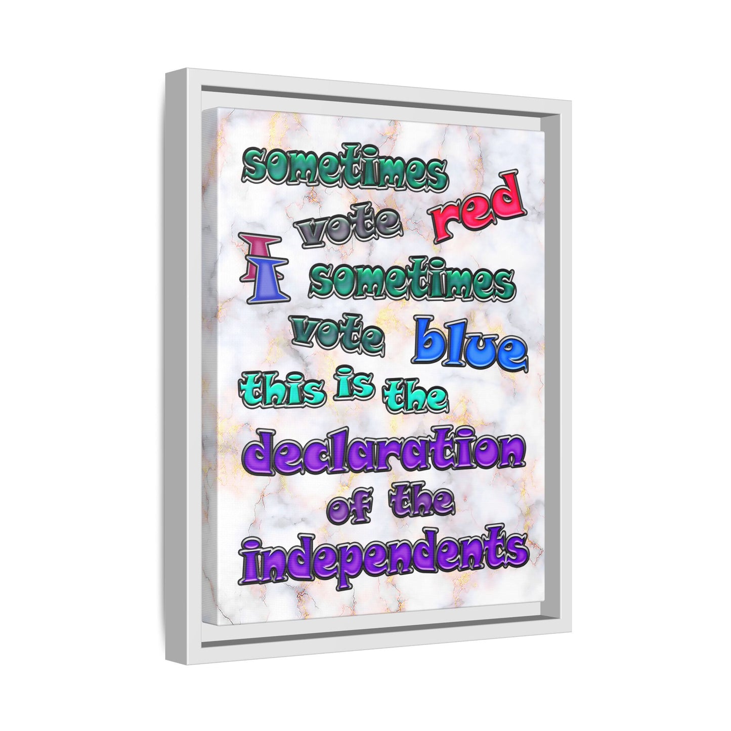 declaration of the independents - framed canvas art (white marble)