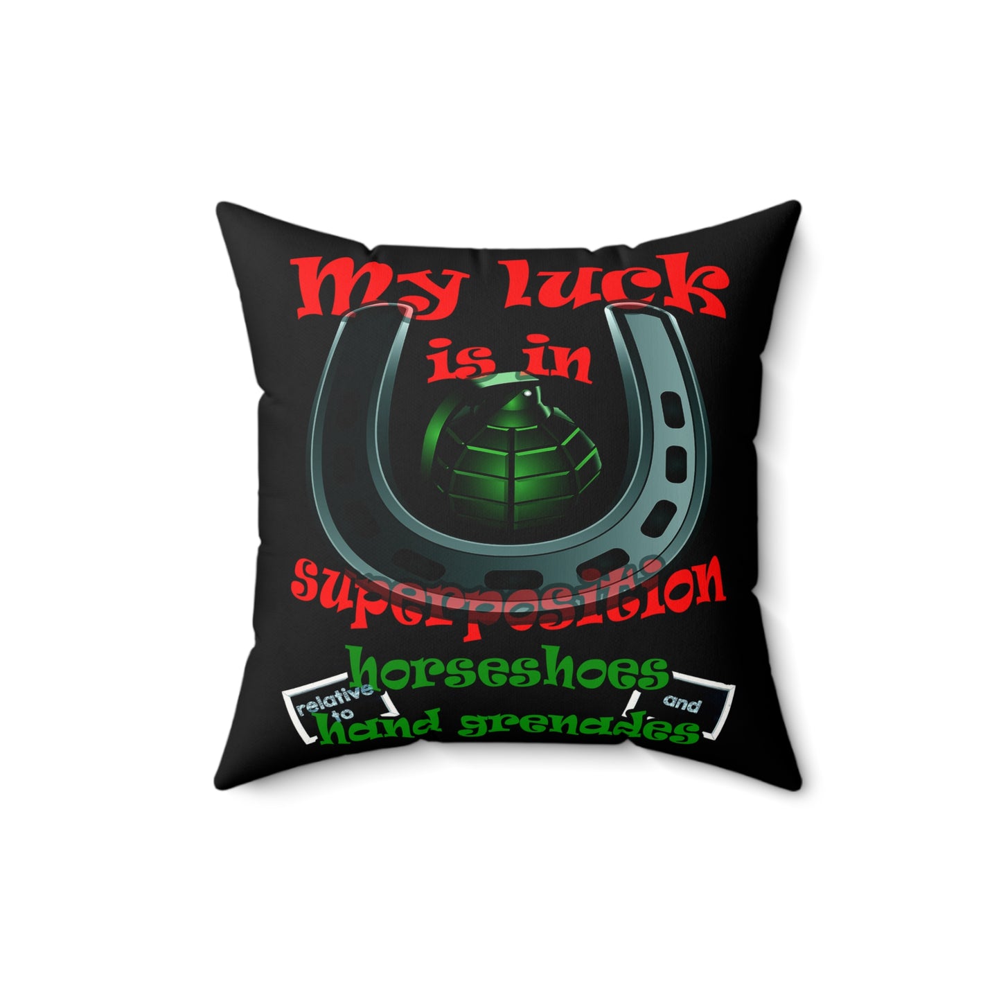 my luck - Faux Suede Square Pillow - (black)