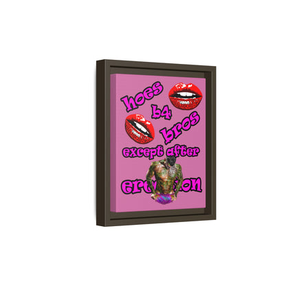 hoes b4 bros - framed canvas art (light pink)