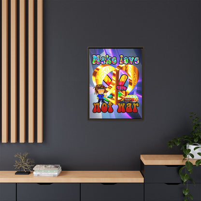 love peace - framed canvas art (grey-pink wave)