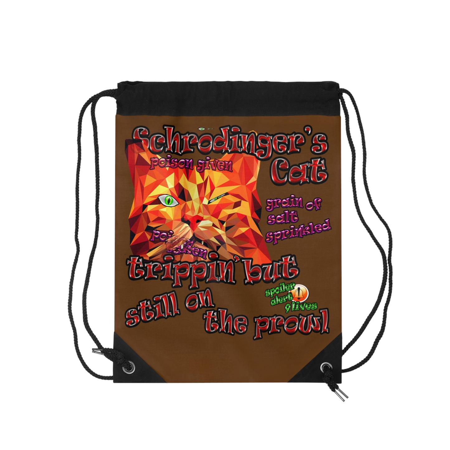 schrodinger's cat - Drawstring Bag (brown)