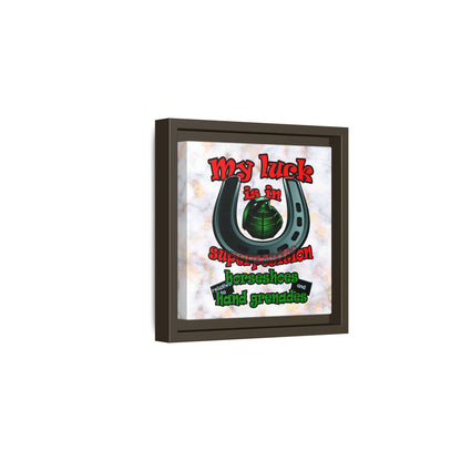 my luck - framed canvas art (white marble)