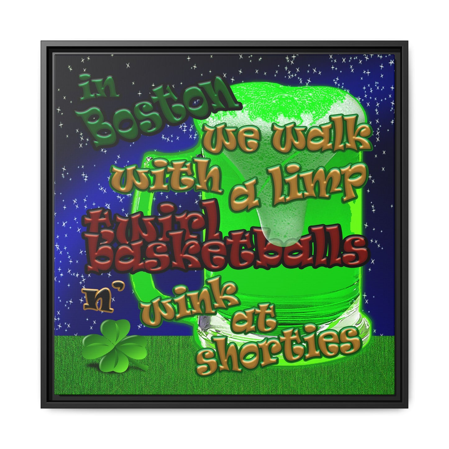 celtics logo - framed canvas art ('snoops' background)