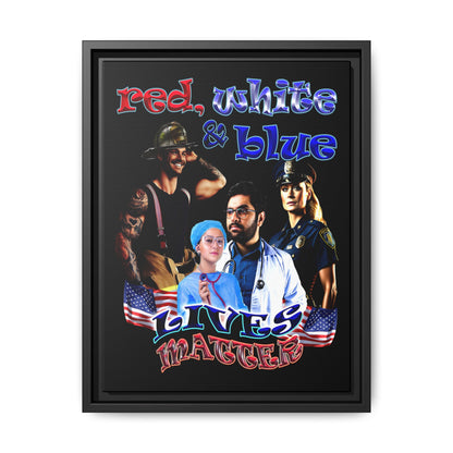 rw&b lives matter - framed canvas art (black)
