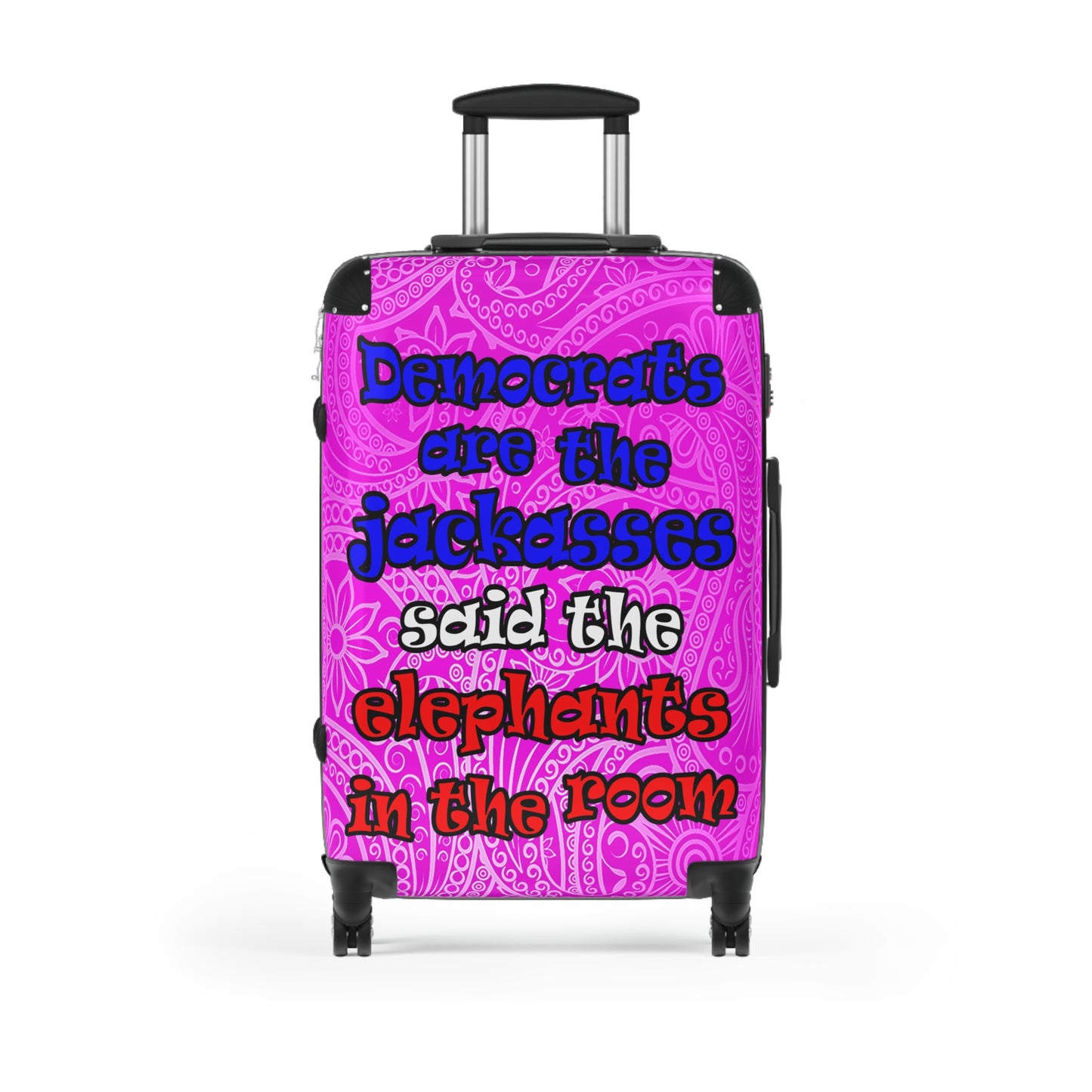 donkeys and elephants - Suitcase (pink swirl)