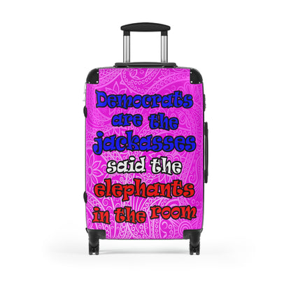 donkeys and elephants - Suitcase (pink swirl)