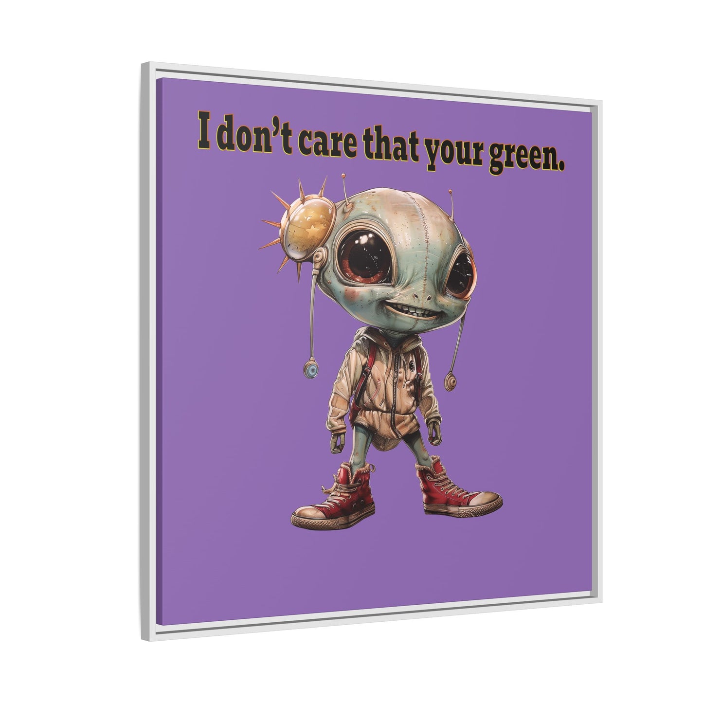 I don't care that your green - framed canvas art (light purple)