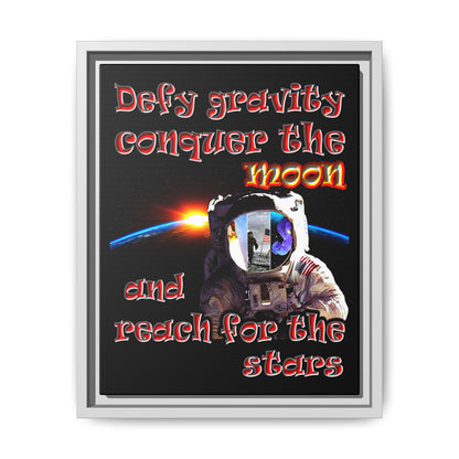 defy conquer reach - framed canvas art (black)